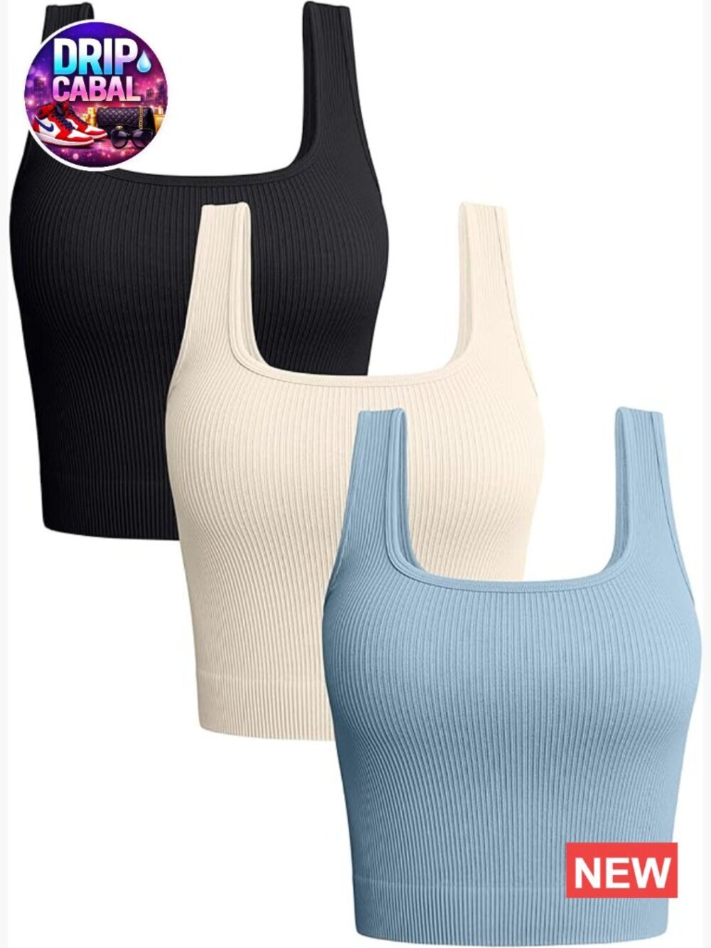 3 Pack Ribbed Seamless Tank Tops Workout Exercise Shirts Summer Basic Camis S-XL